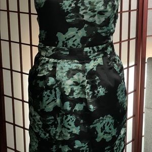 Banana Republic strapless dress. Black with green floral print